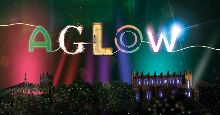 AGLOW event logo taking place at Auckland Castle this Christmas